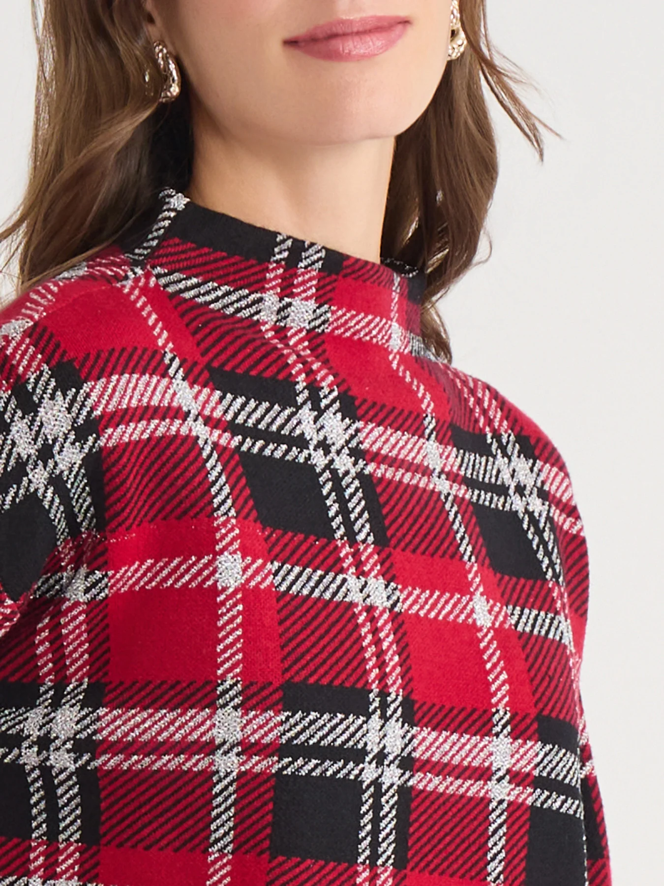 Plaid Mock Neck Sweater - Image 3