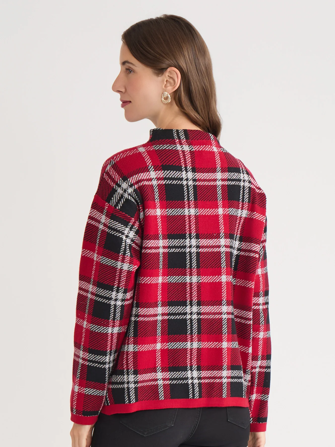 Plaid Mock Neck Sweater - Image 4