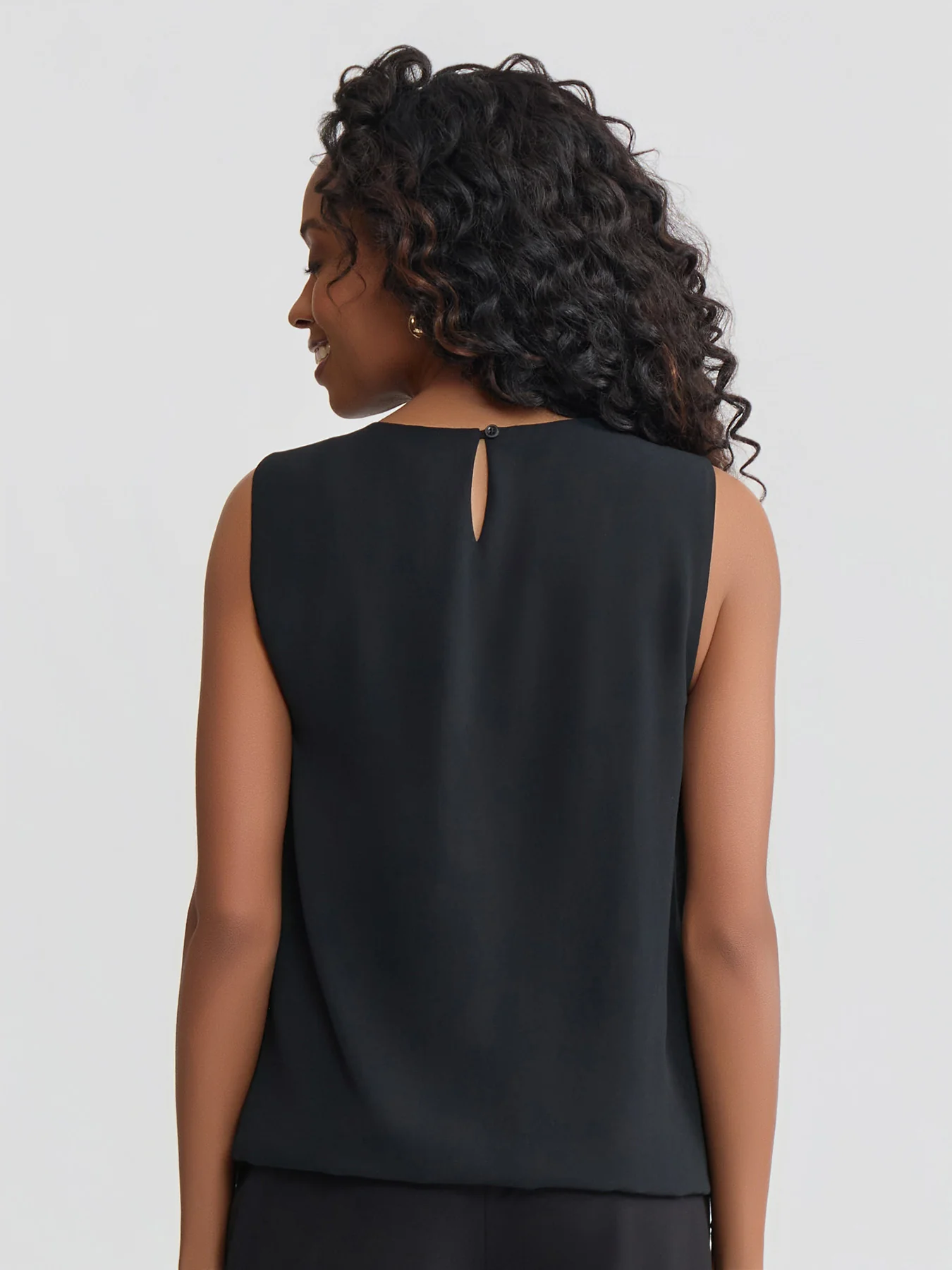 Pleated Sleeveless Blouse, Chiffon - Image 4