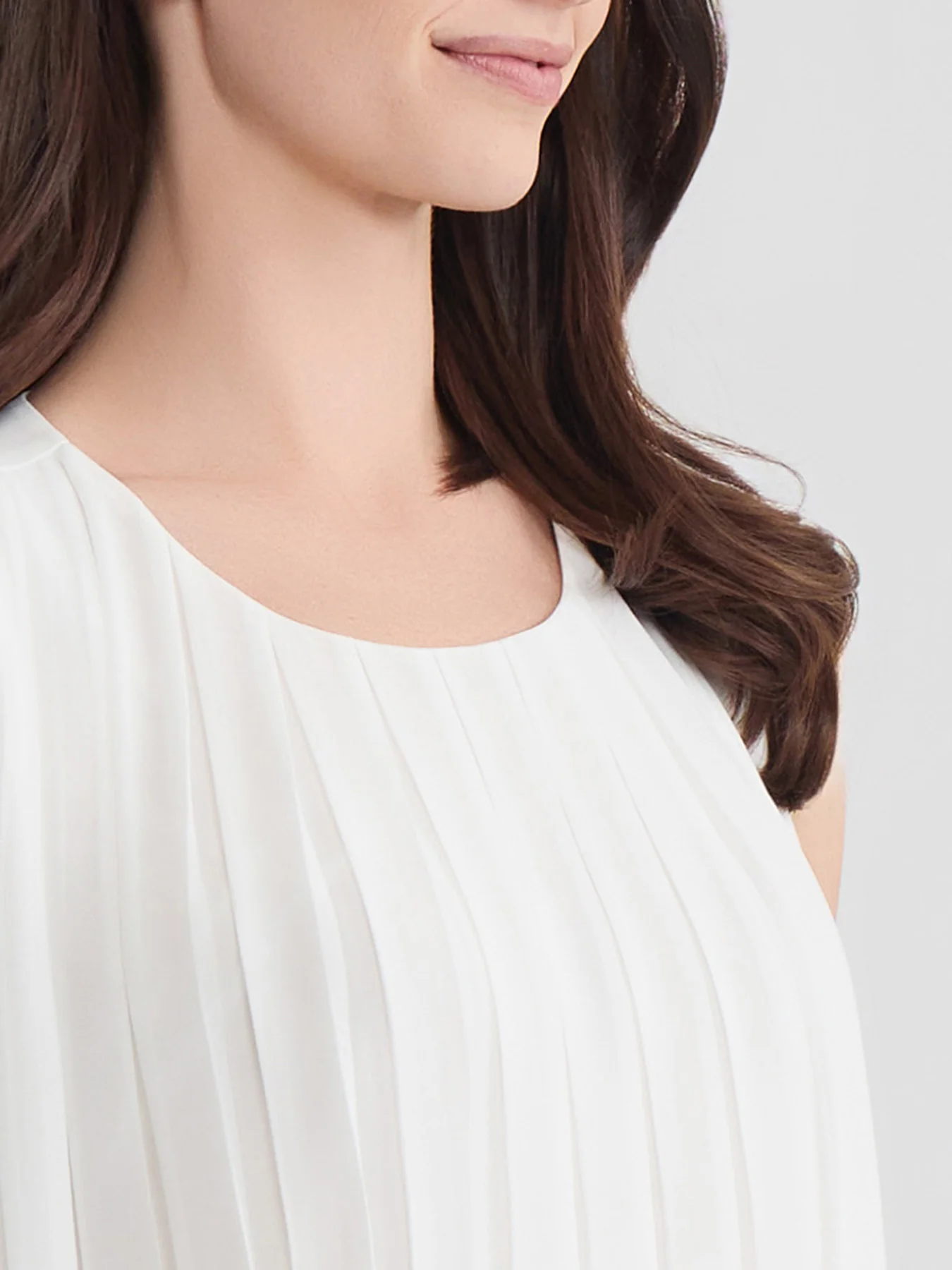 Pleated Sleeveless Blouse, Chiffon - Image 3