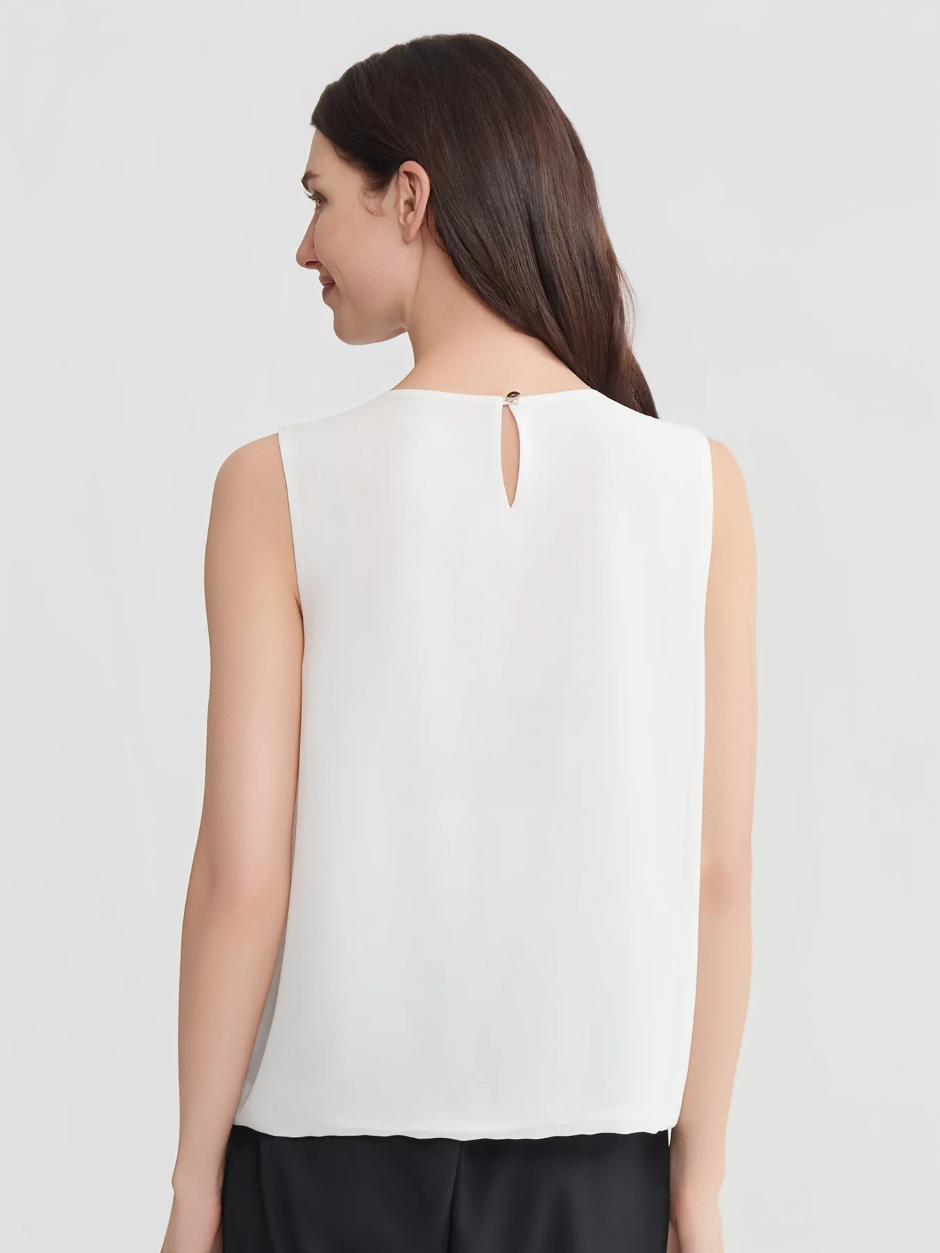 Pleated Sleeveless Blouse, Chiffon - Image 4