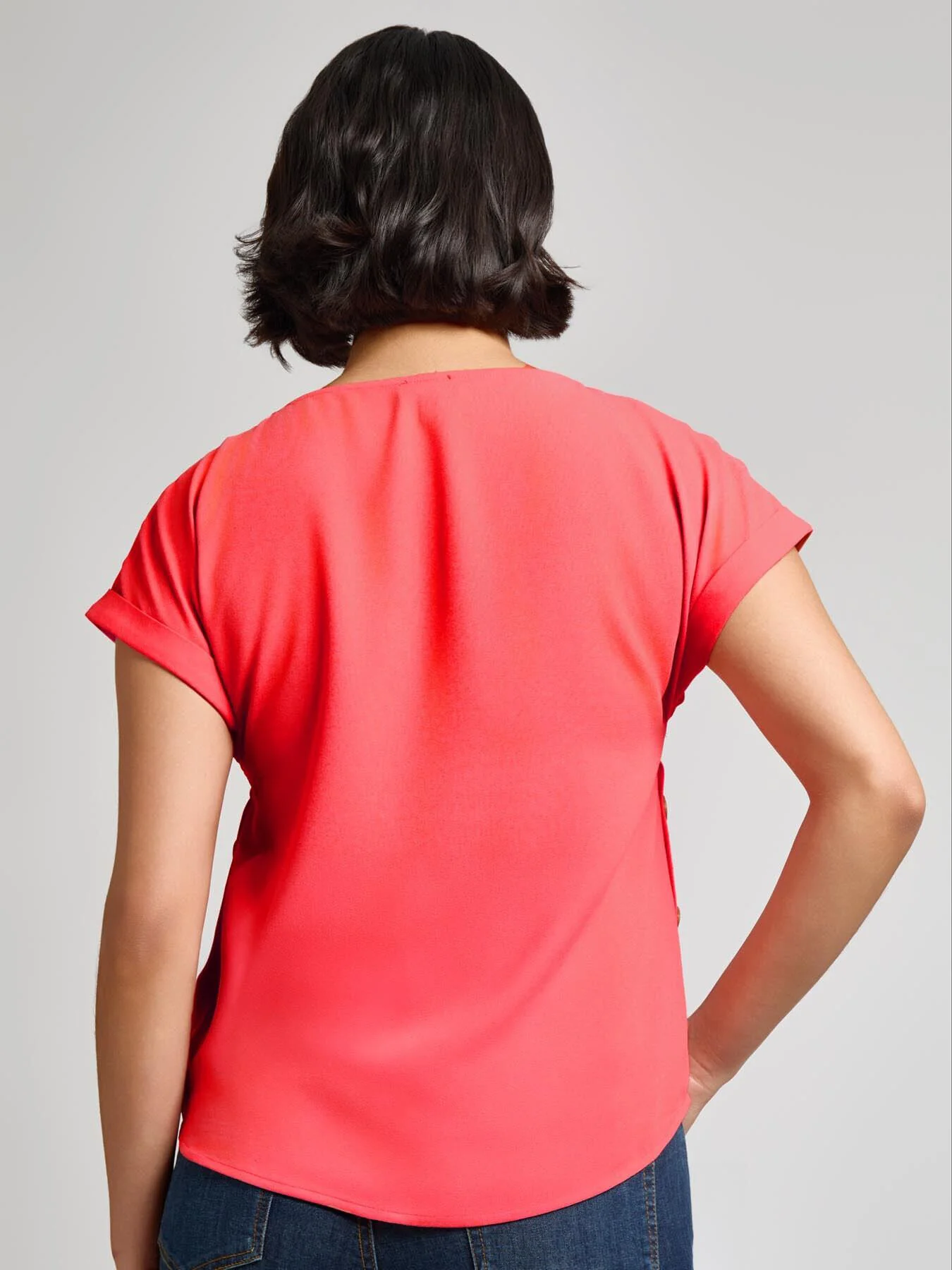 Button Detail Blouse, Jasper Crepe - Image 3