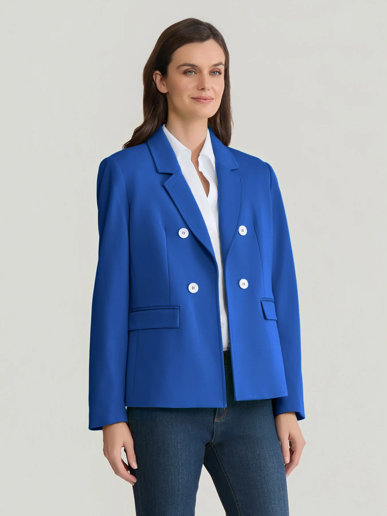 Faux Double Breasted Jacket with Back Tab
