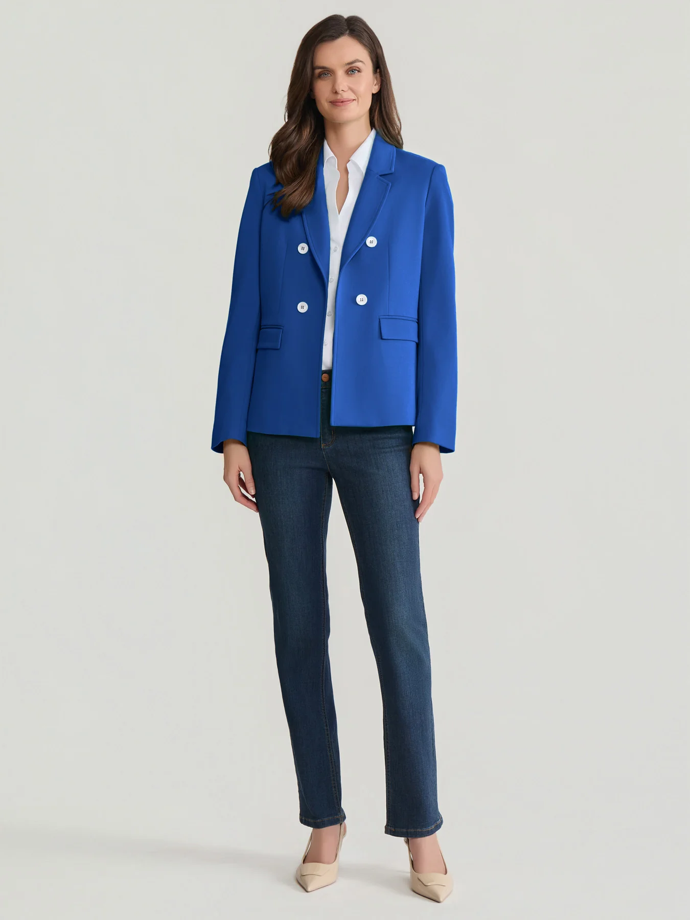 Faux Double Breasted Jacket with Back Tab - Image 4