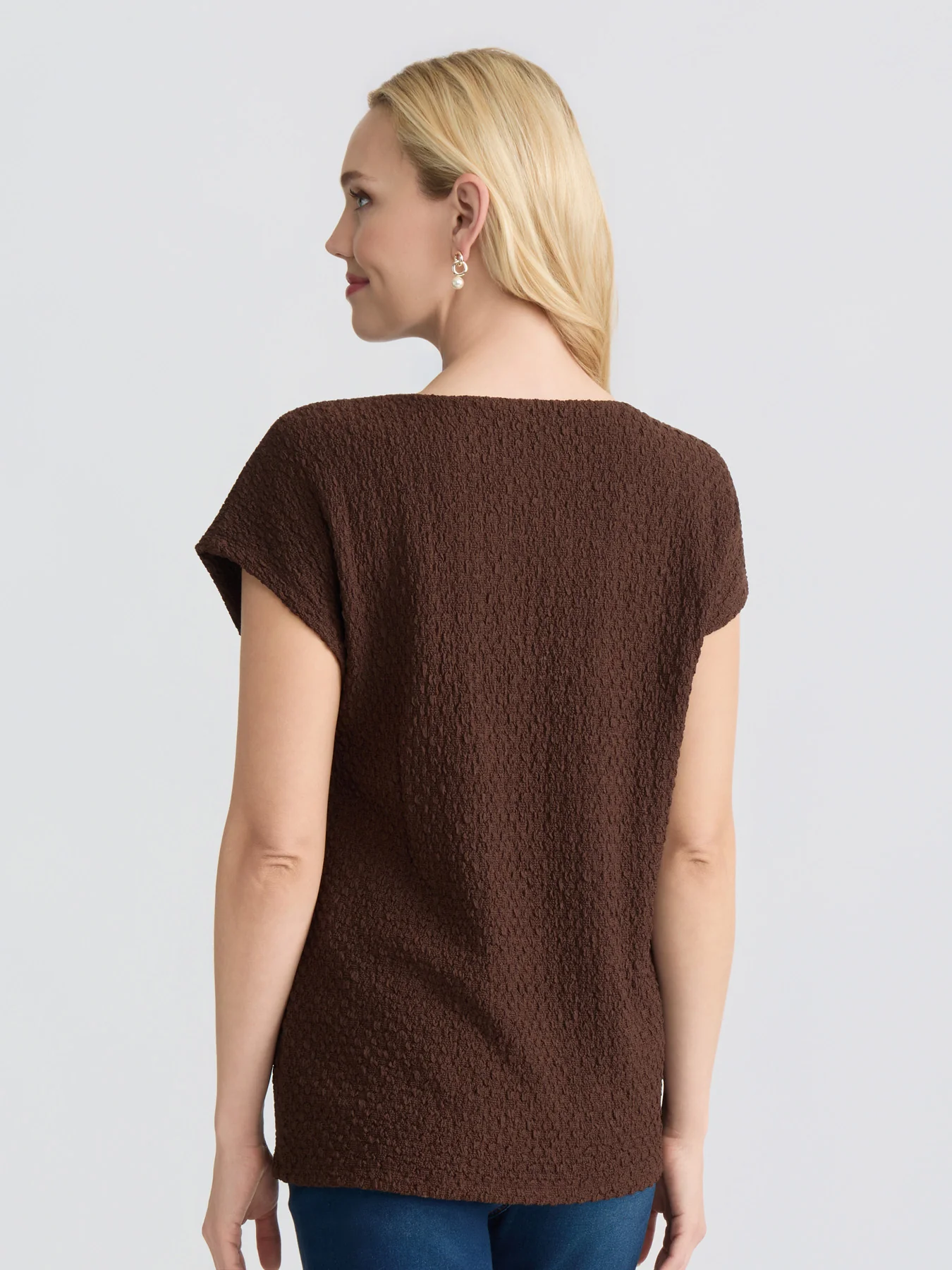 Plus Keyhole Cap Sleeve Top, Cobble Texture - Image 4