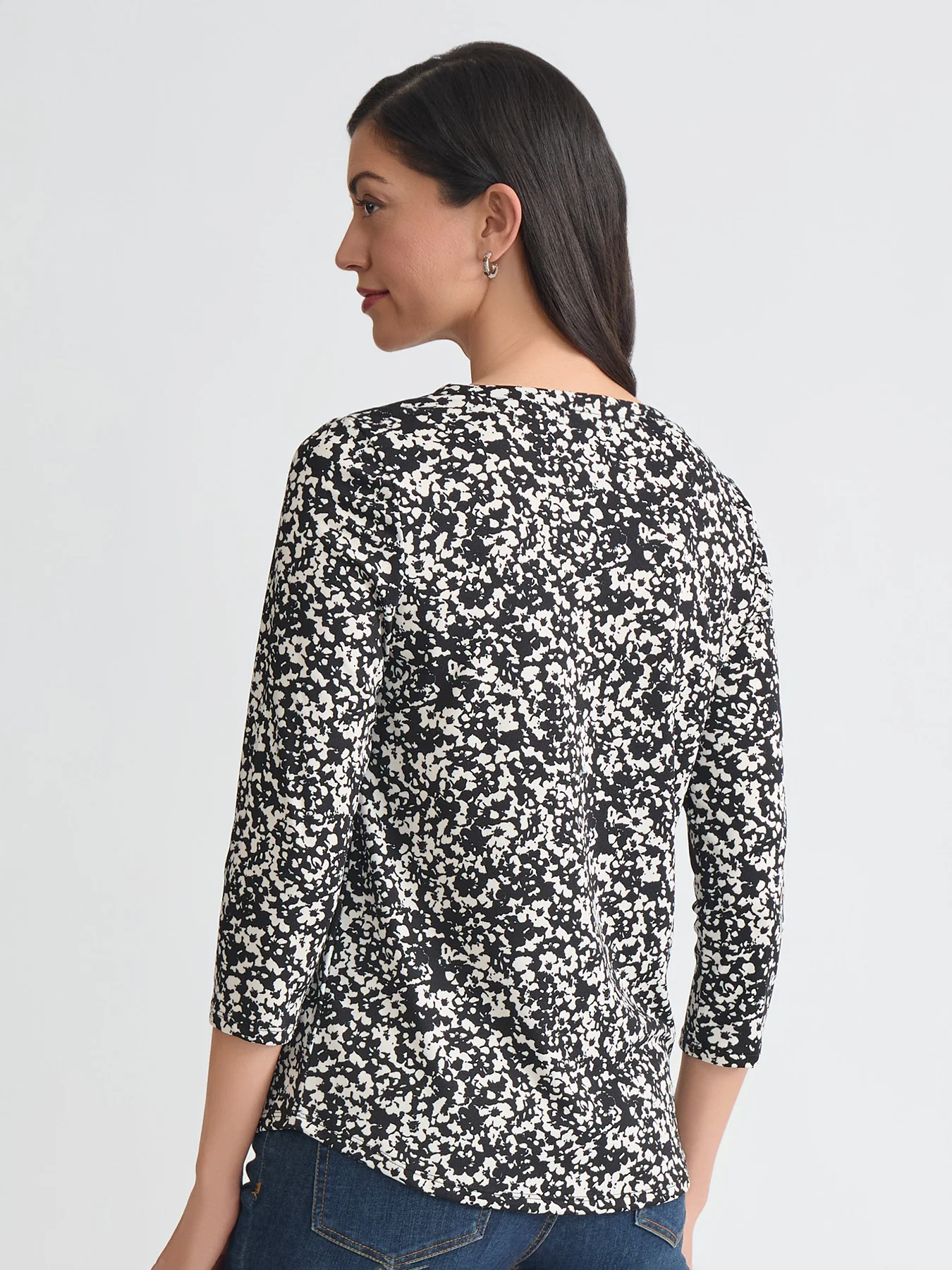 Plus Printed Keyhole Neckline Top, Moss Crepe - Image 4