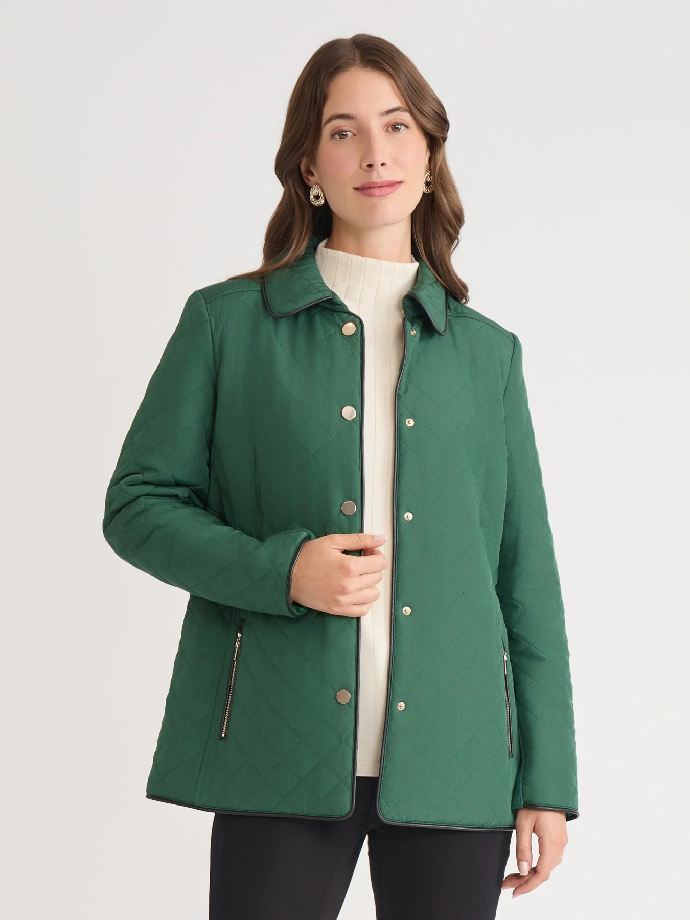 Plus Quilted Snap Front Jacket