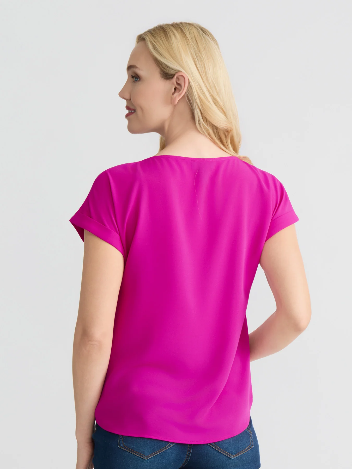 Plus Side Button Blouse, Jasper Crepe - Image 4