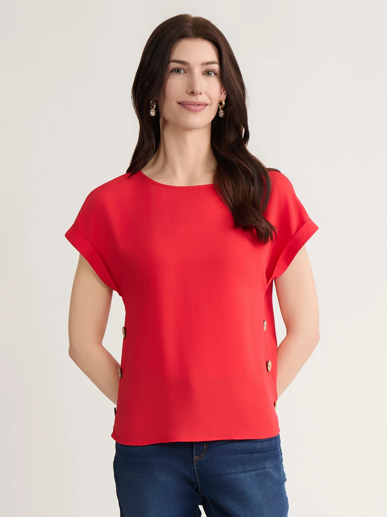 Side Button Blouse, Jasper Crepe