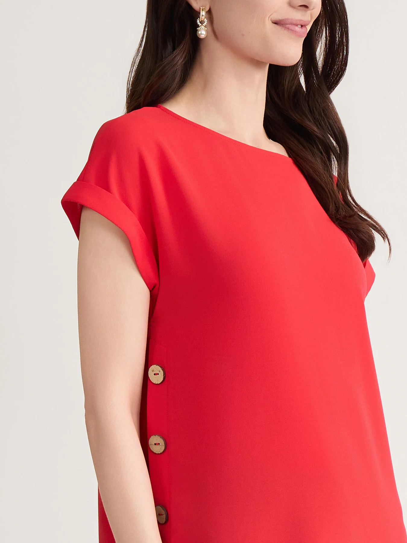 Side Button Blouse, Jasper Crepe - Image 3