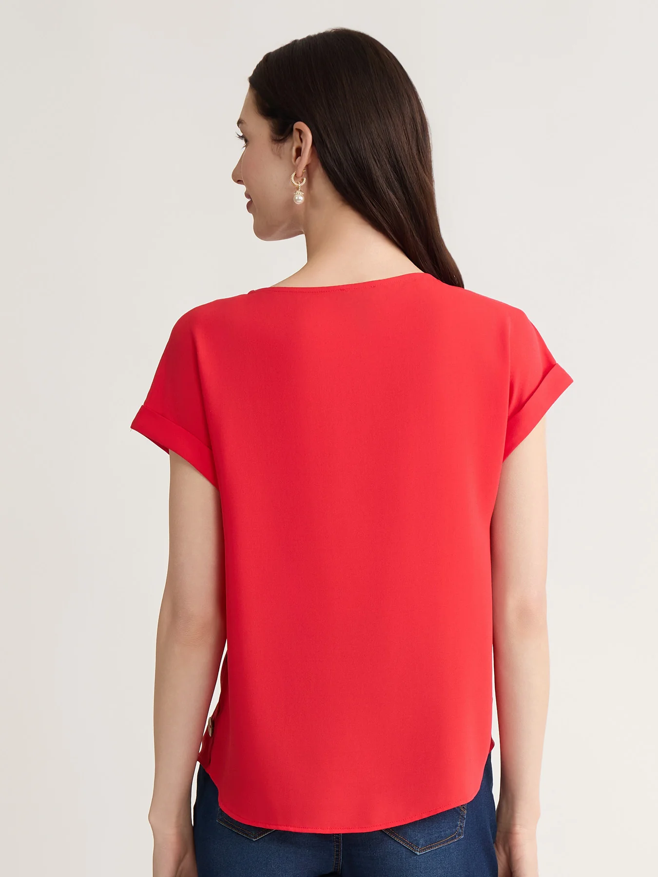 Side Button Blouse, Jasper Crepe - Image 4