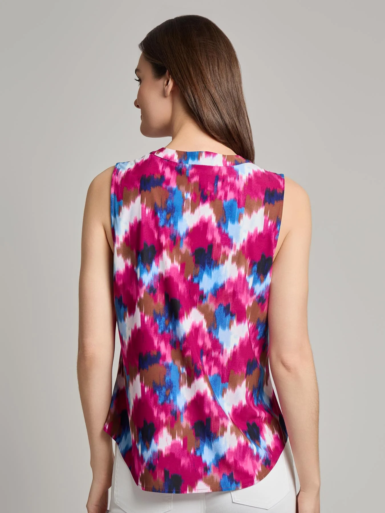 Plus Sleeveless V-Neck Pleat Front Blouse - Image 3
