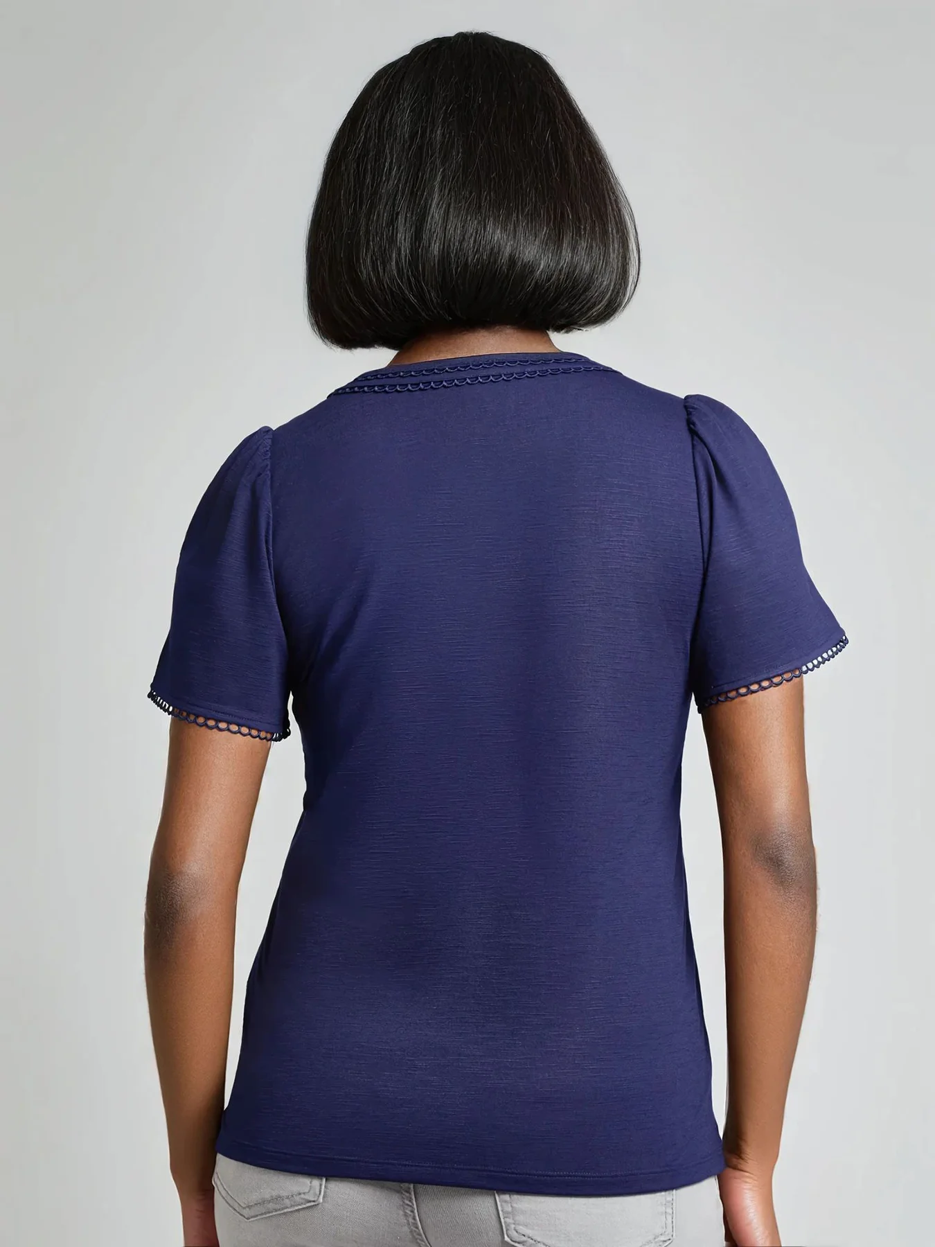 Plus Split Neck Flutter Sleeve Top - Image 3