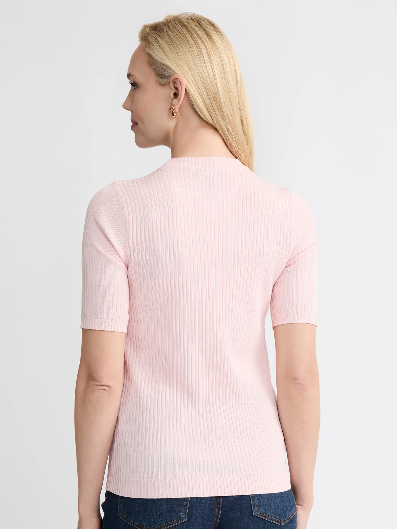Plus Sutton Tee Shirt, Ribbed Knit - Image 4