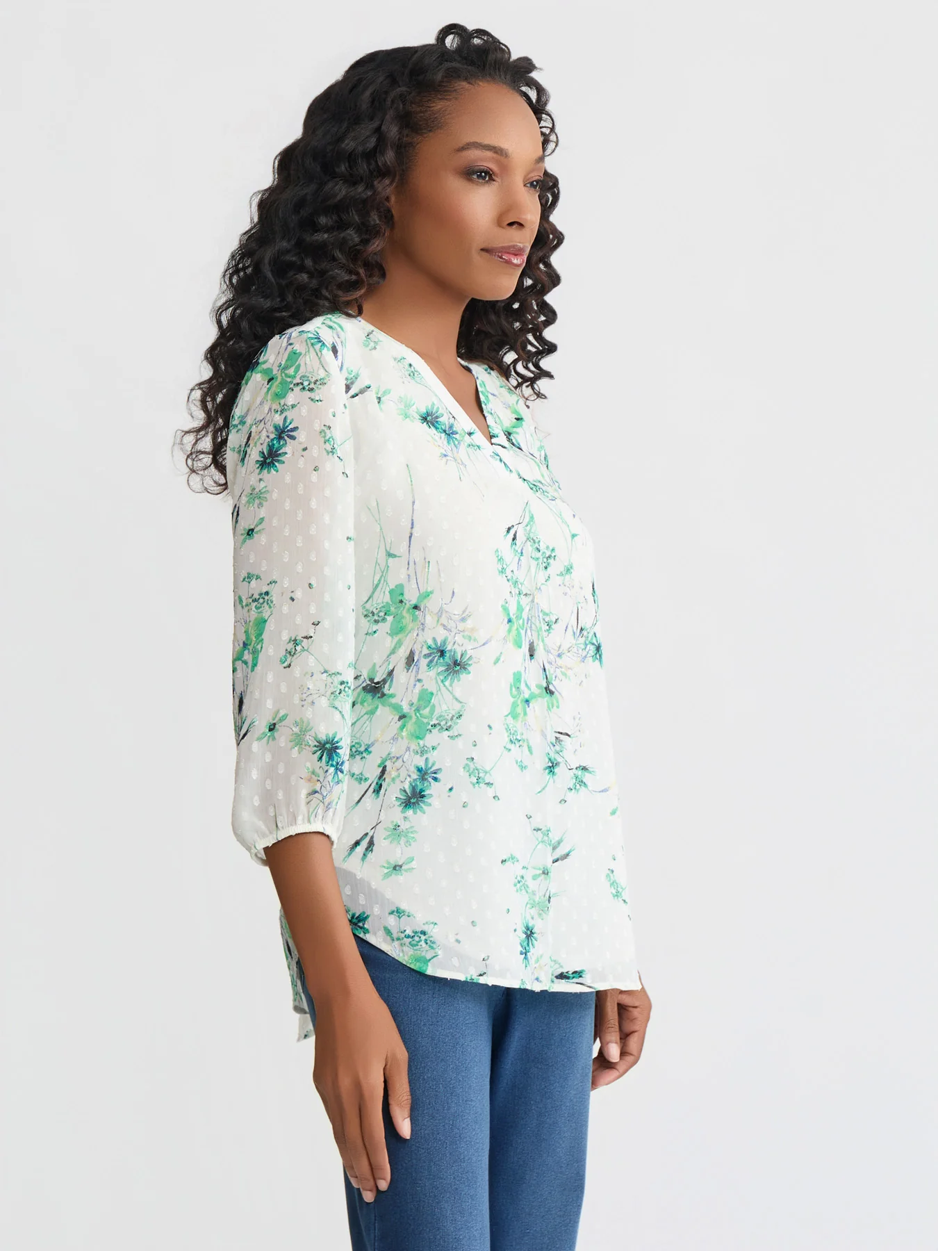 Plus V-Neck Pleated Kelly Blouse - Image 2