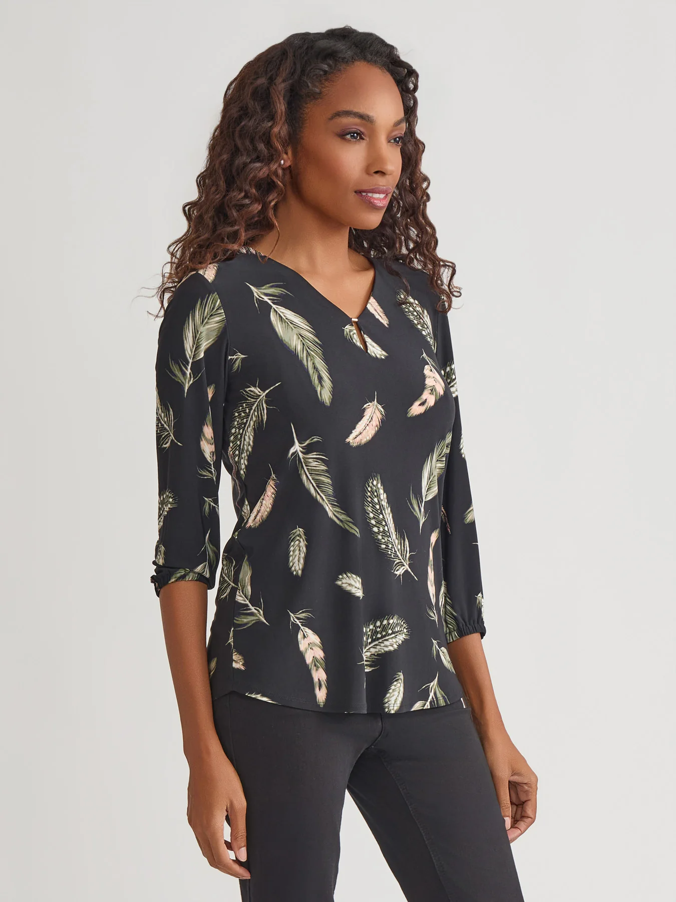 Printed Keyhole Blouse - Image 2
