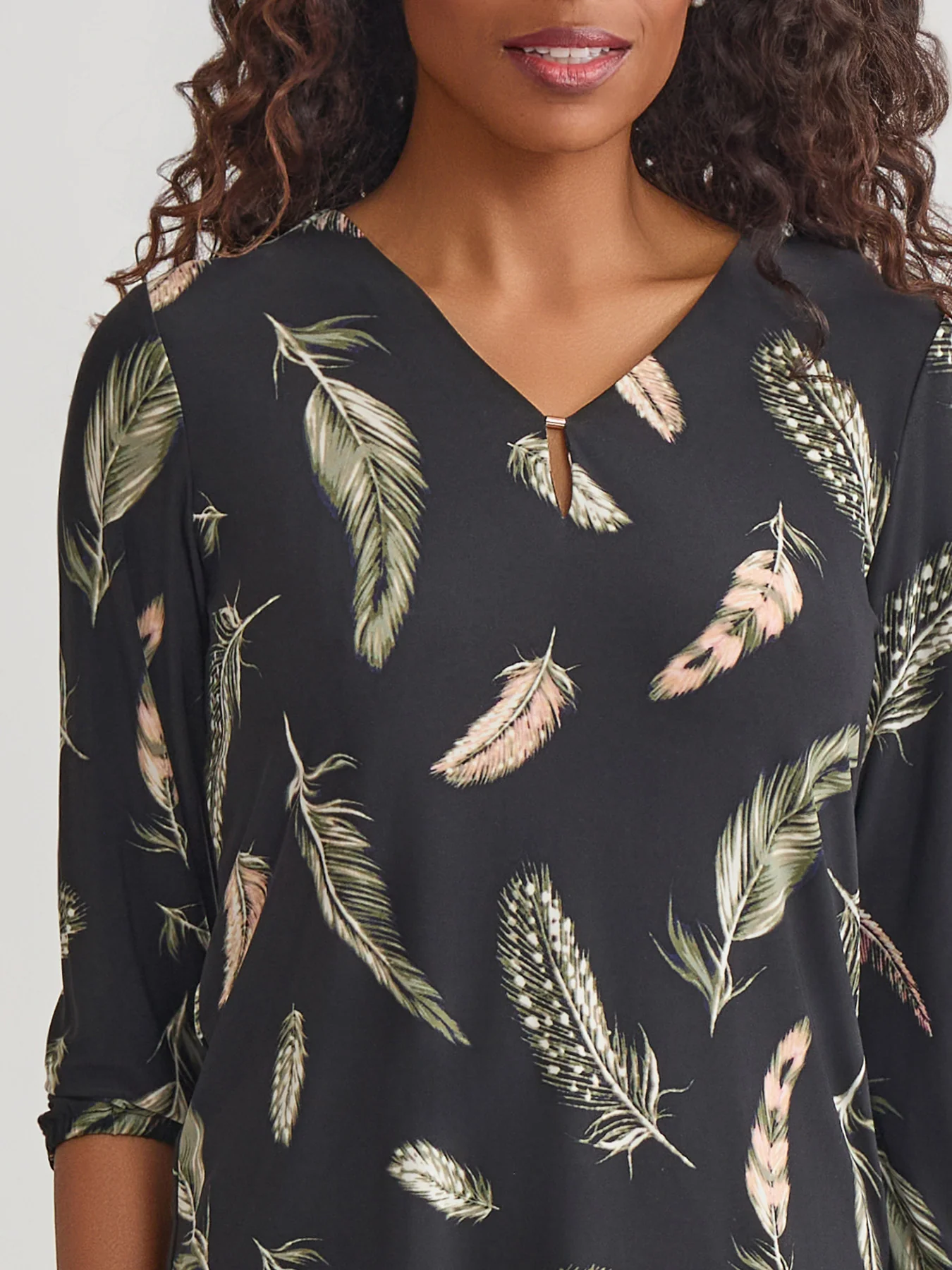 Printed Keyhole Blouse - Image 3