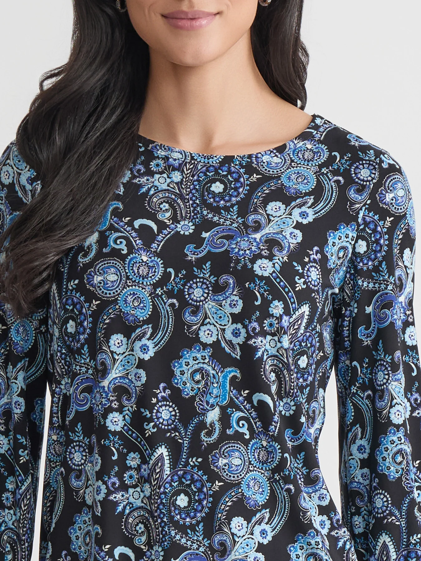 Puff Sleeve Crew Neck, Printed Everyday Knit - Image 3