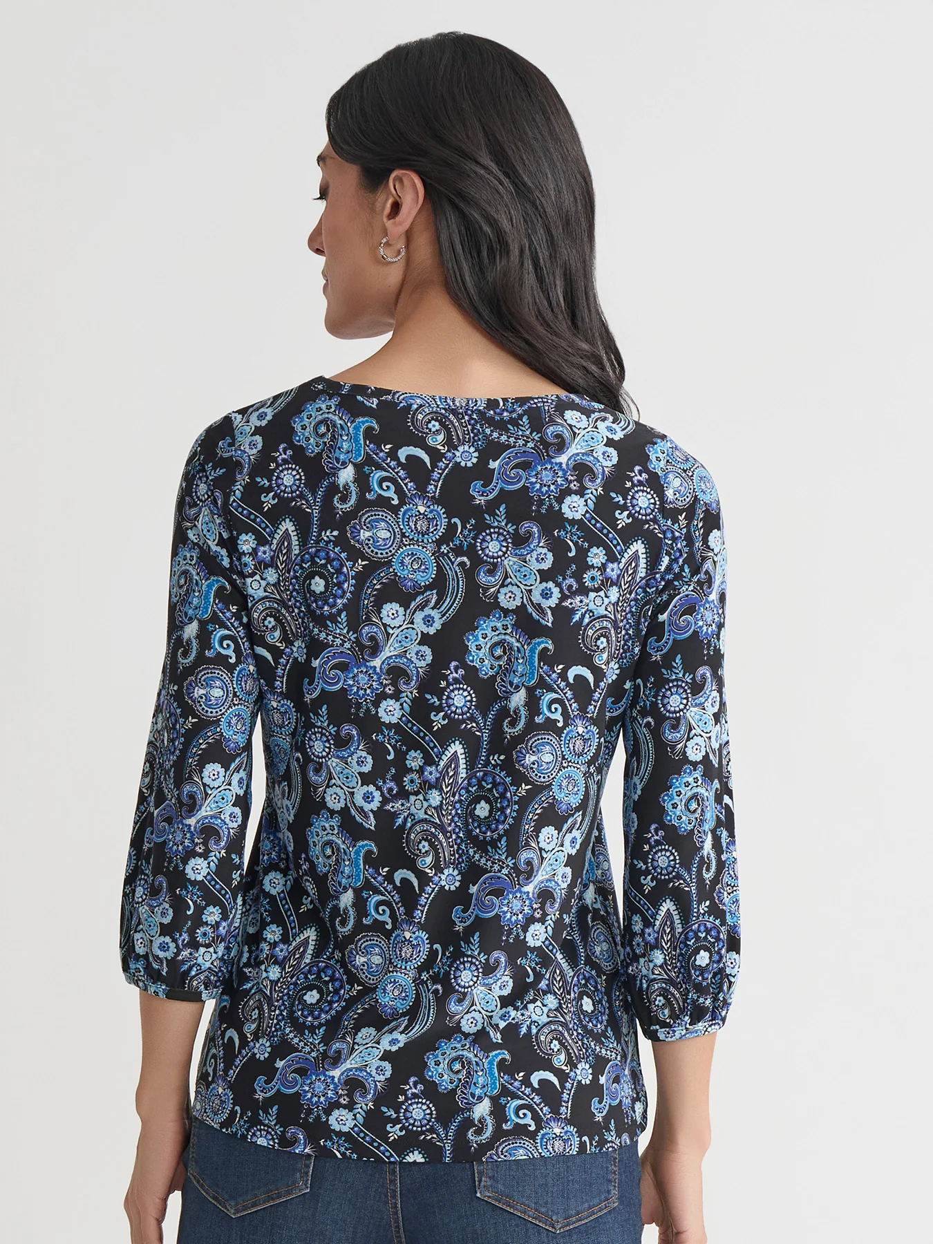 Puff Sleeve Crew Neck, Printed Everyday Knit - Image 4