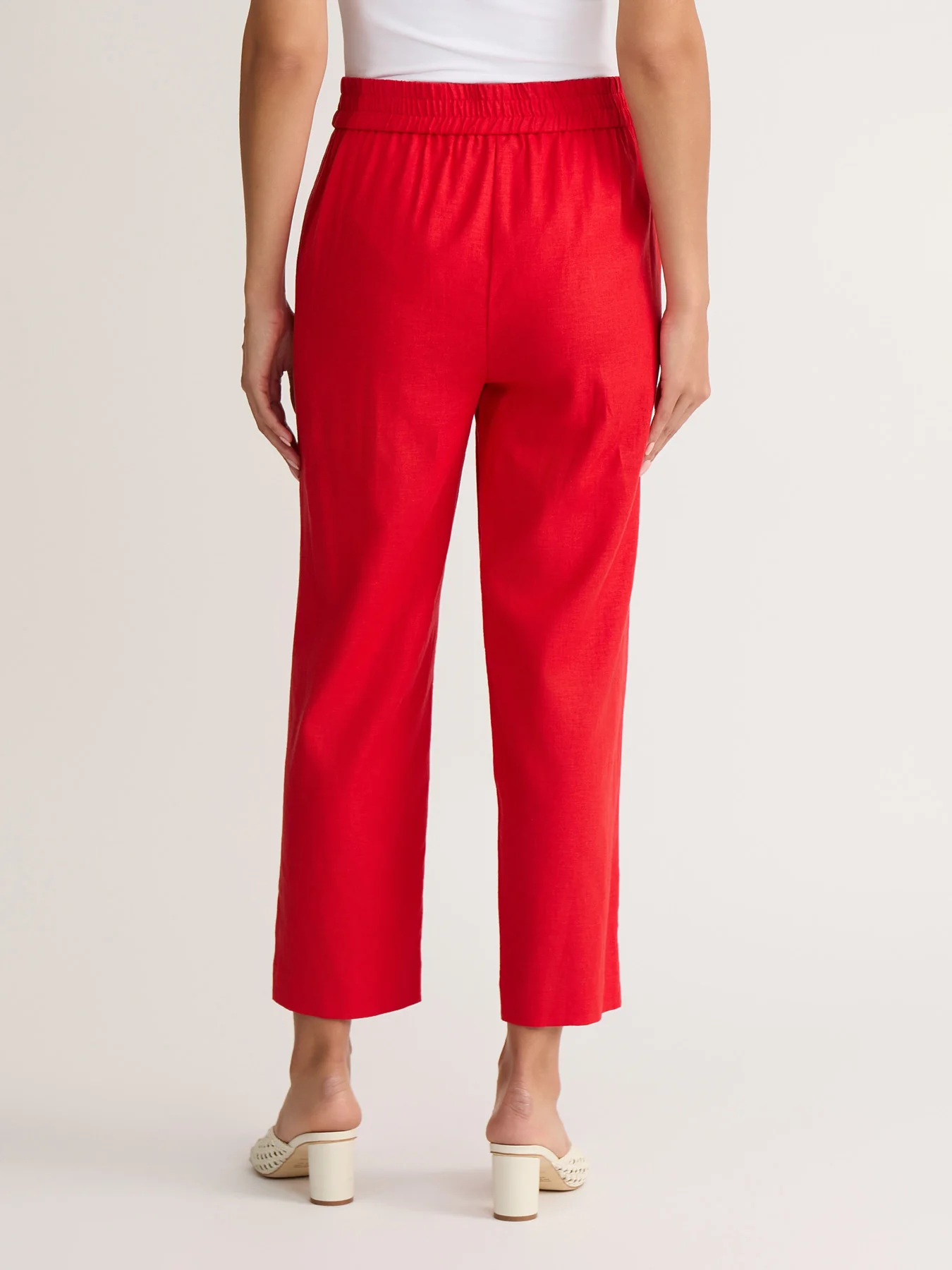 Pull-On Cropped Straight Leg Pant, Linen - Image 3