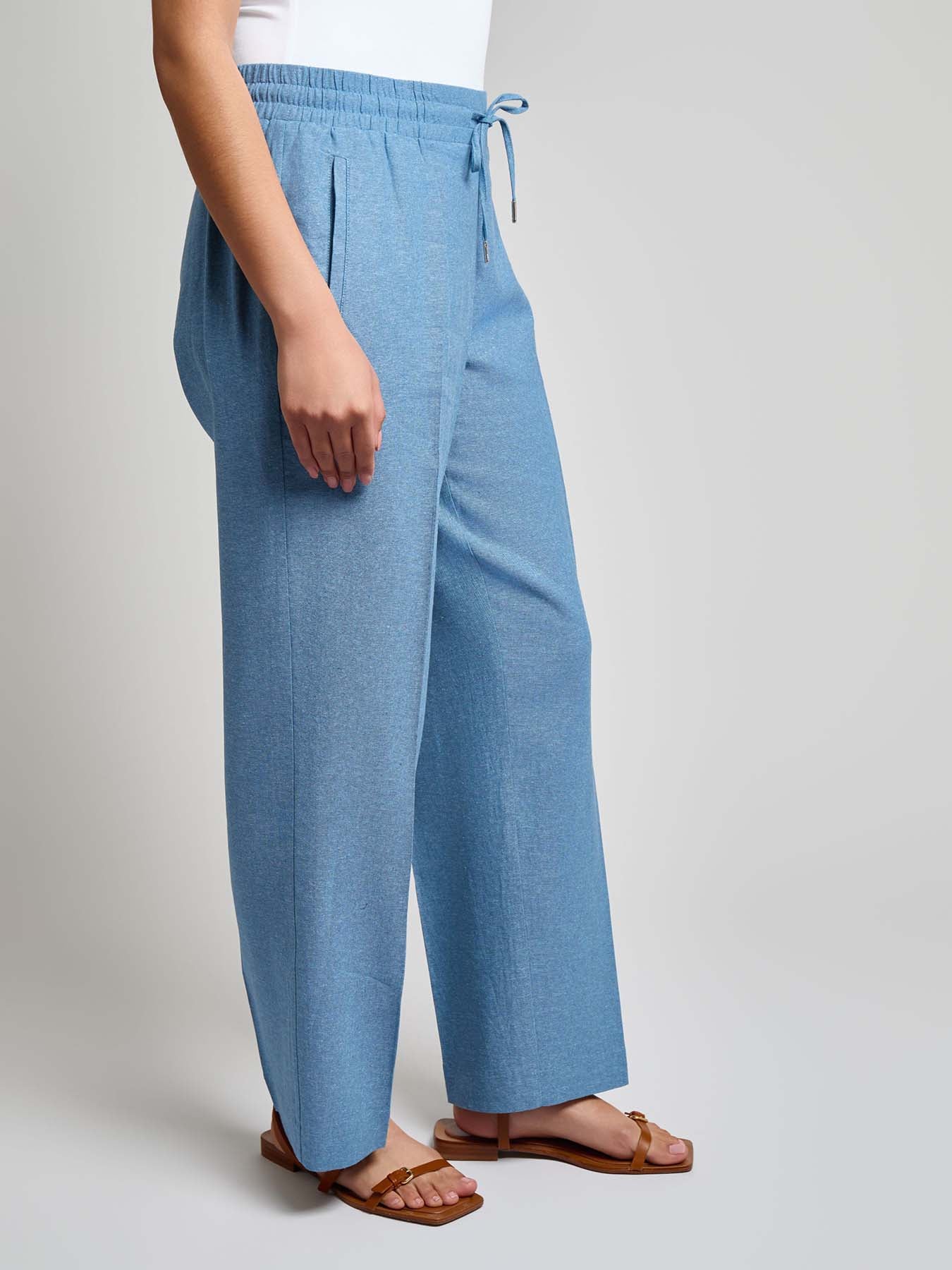 Pull-On Drawstring Pant, Crossdye Linen Blend - Image 2