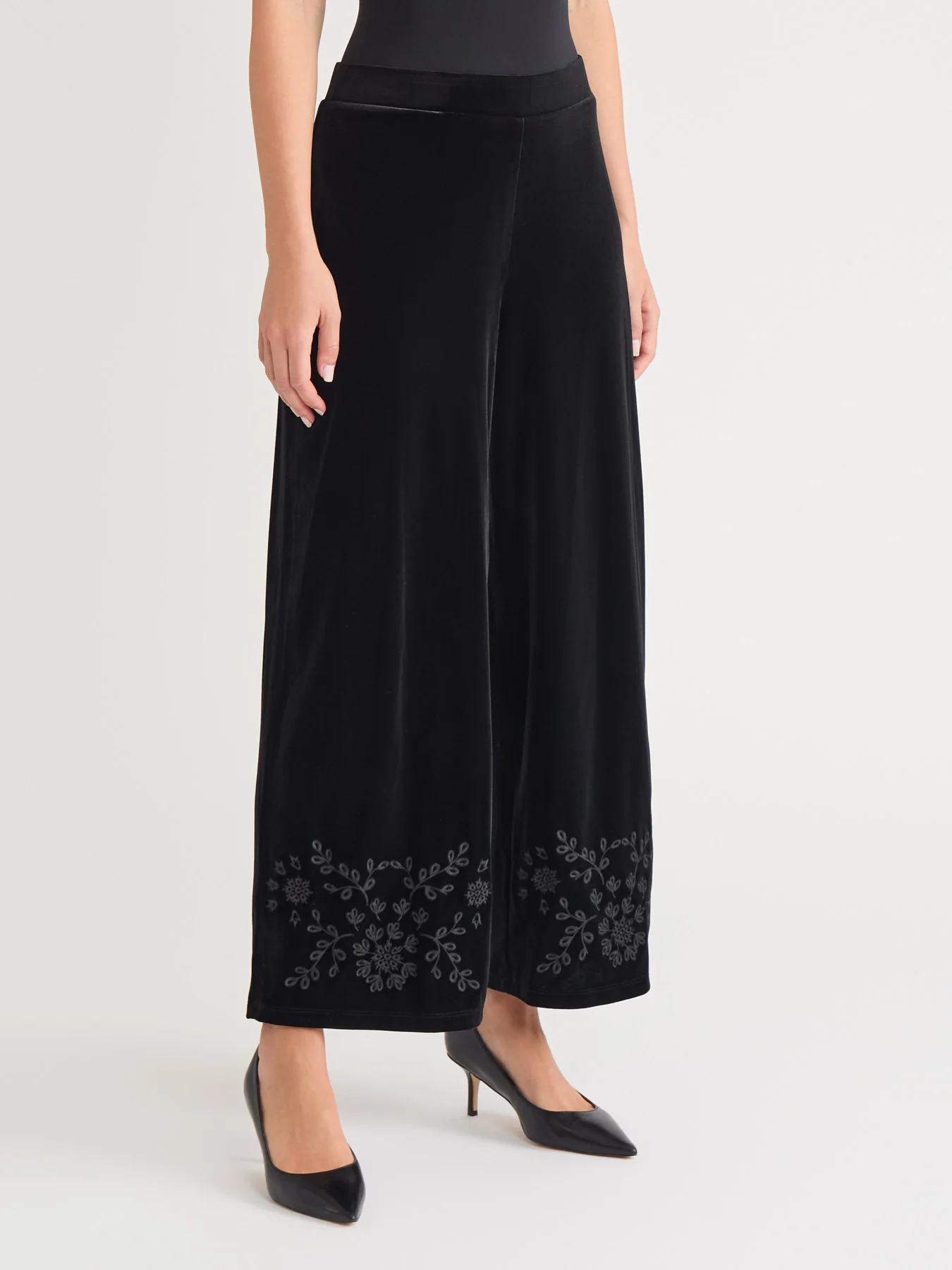 Pull-On Embroidered Velour Pant - Image 2