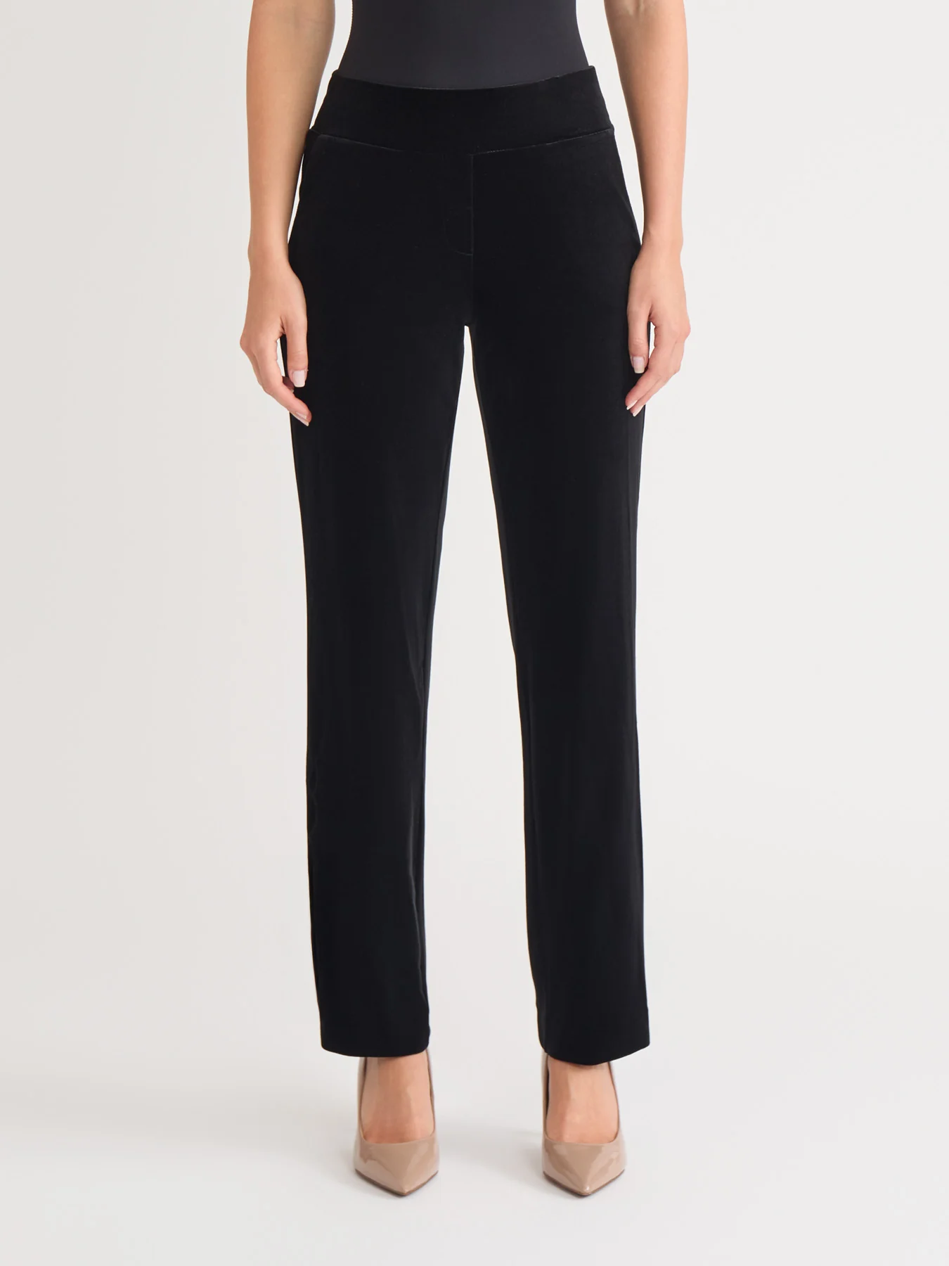 Pull-On Velour Straight Leg Pants