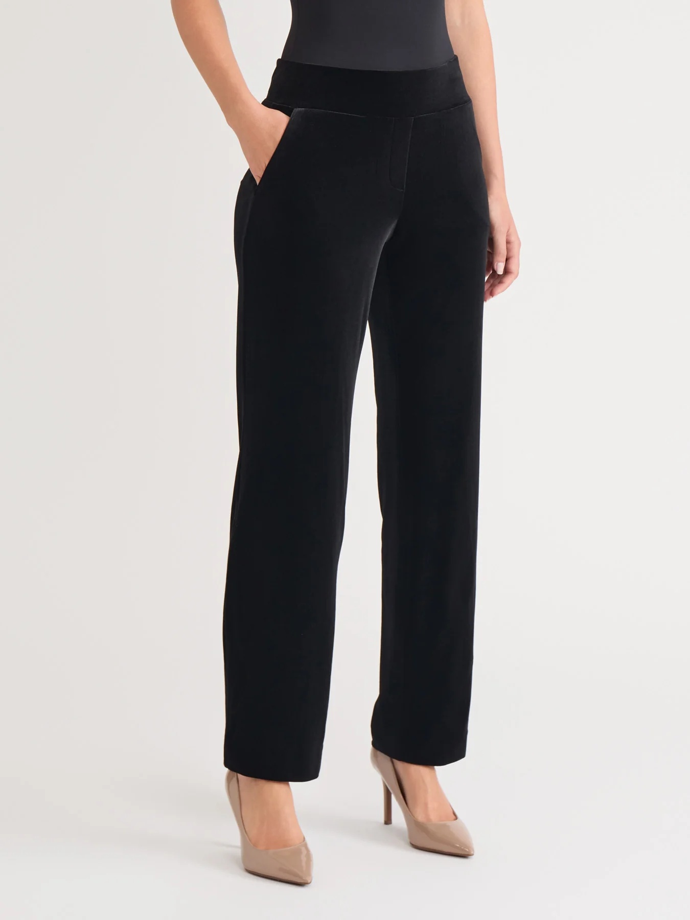 Pull-On Velour Straight Leg Pants - Image 2