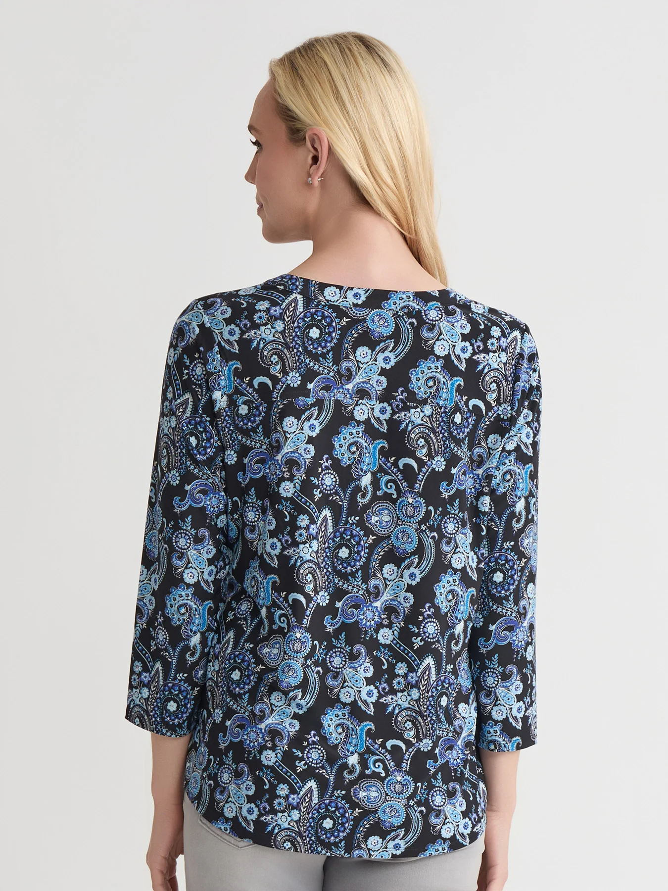 Quarter Sleeve Top, Printed Everyday Knit - Image 4