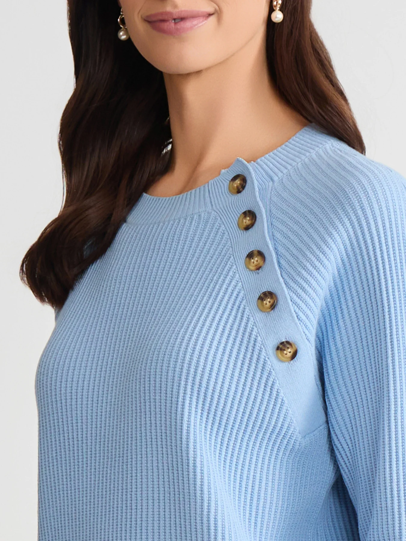 Raglan Button Crew Neck Sweater - Image 3