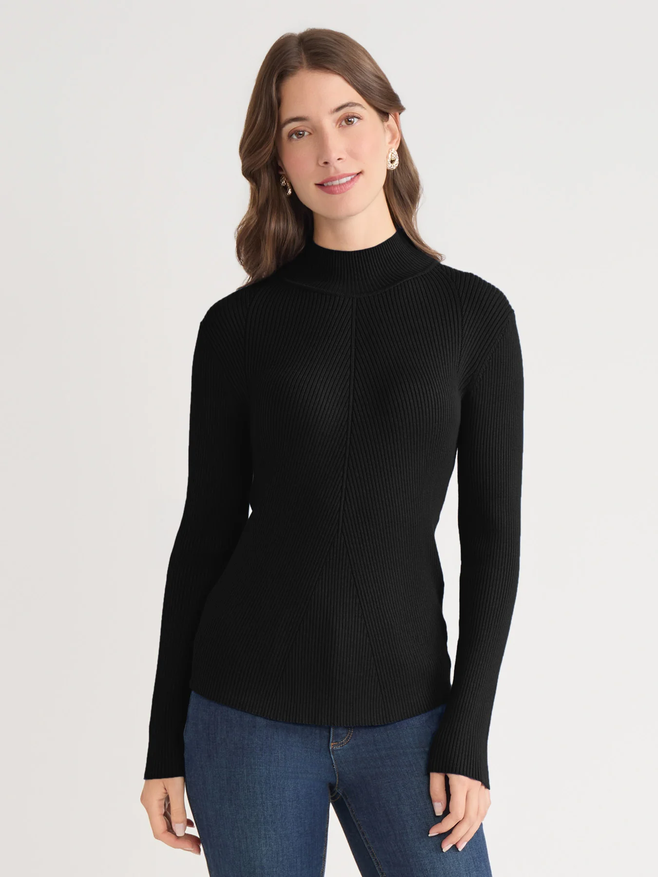 Ribbed Mock Neck Sweater