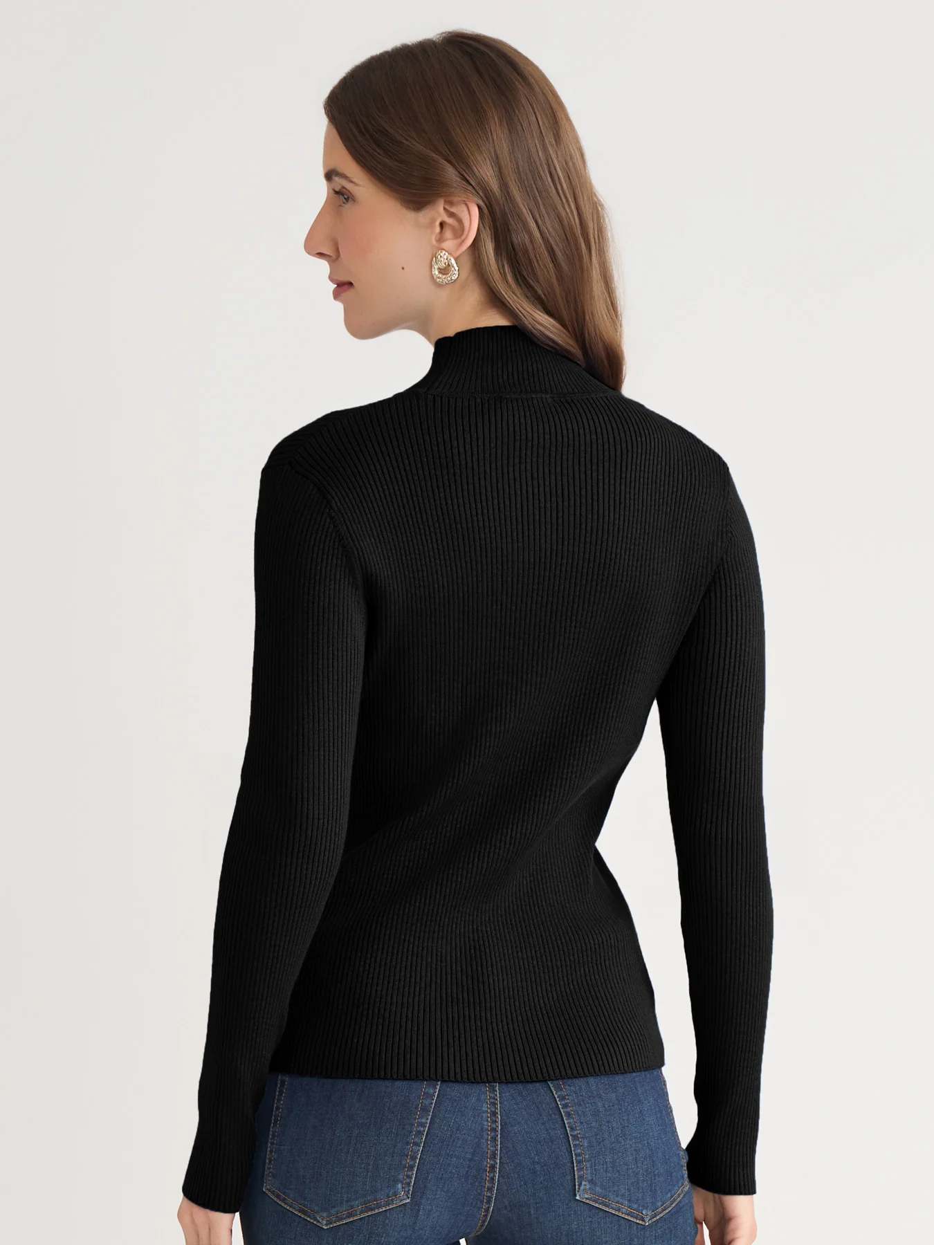 Ribbed Mock Neck Sweater - Image 3