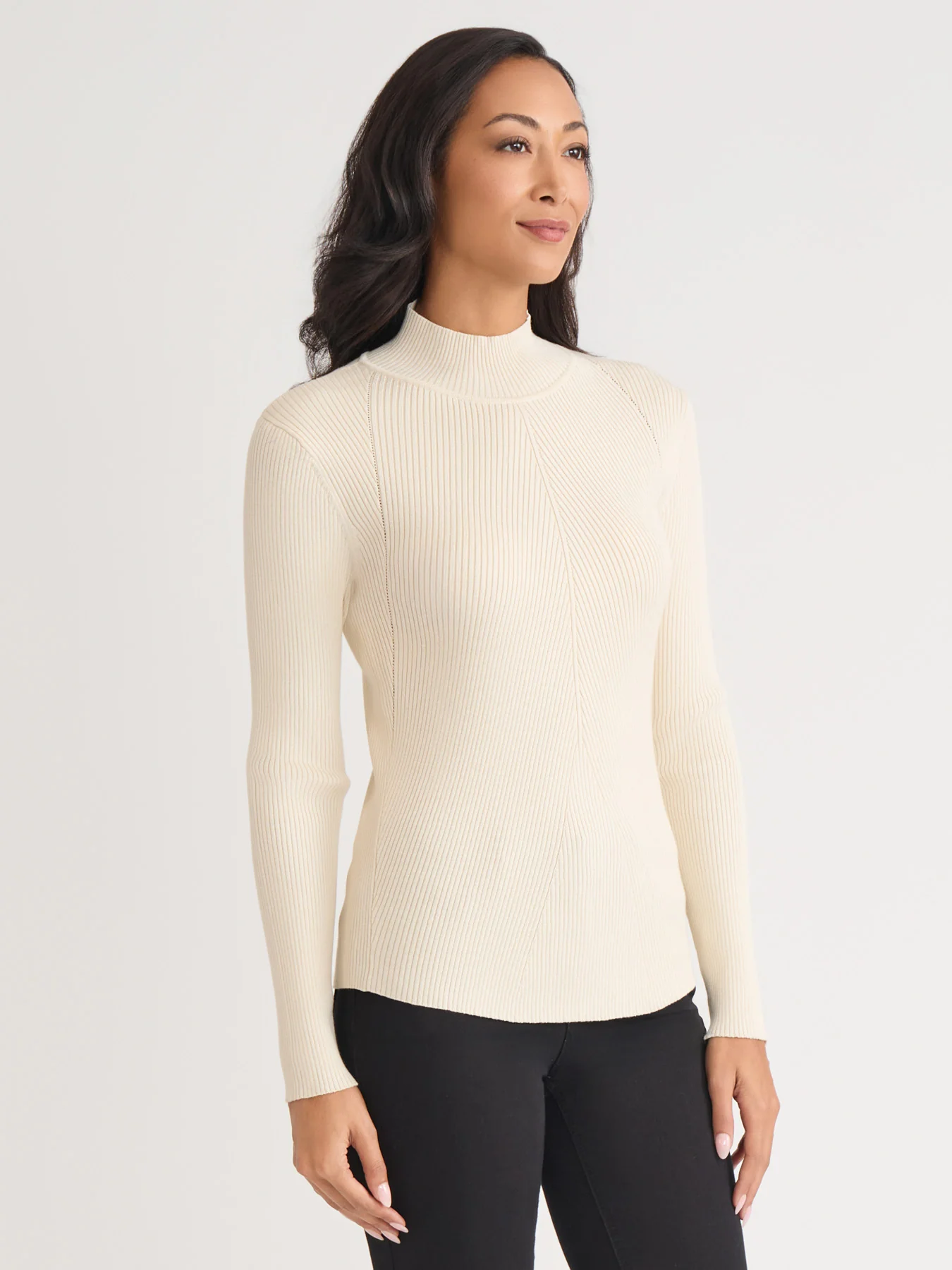 Ribbed Mock Neck Sweater - Image 2