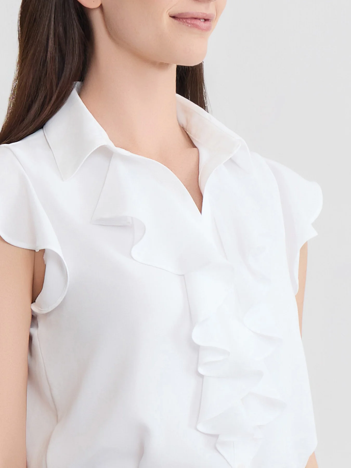 Ruffle Front Blouse, Crepe de Chine - Image 3