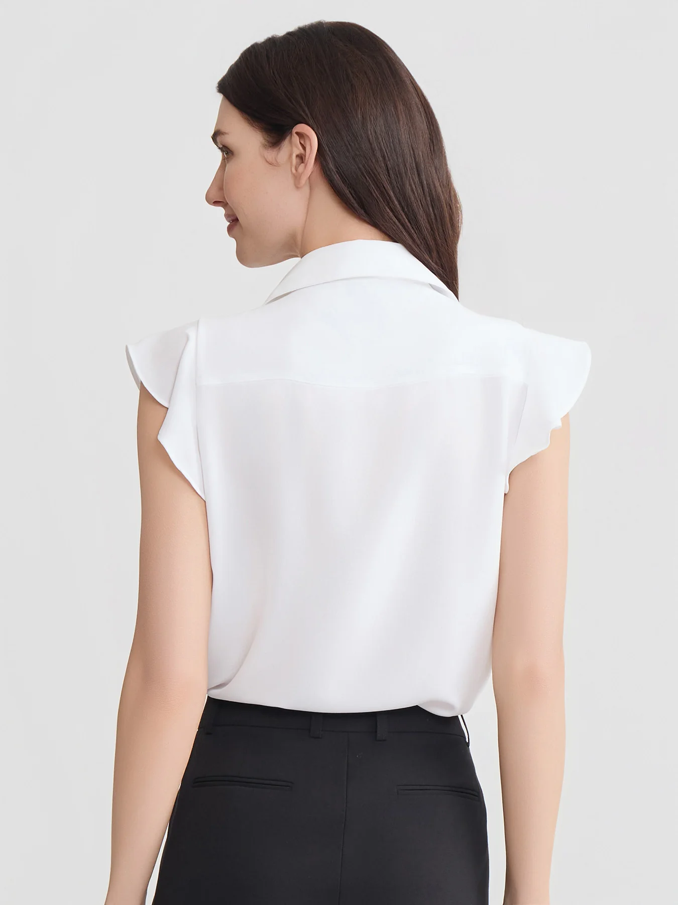 Ruffle Front Blouse, Crepe de Chine - Image 4