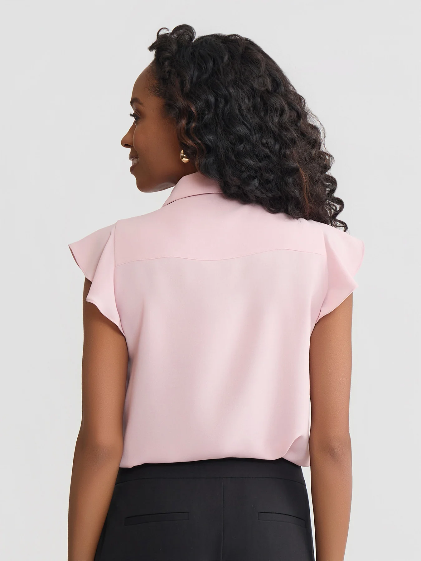 Ruffle Front Blouse, Crepe de Chine - Image 4
