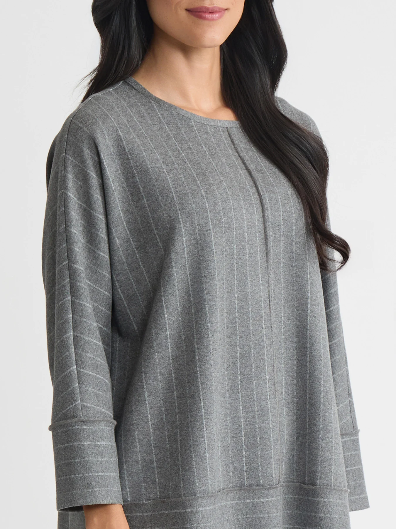 Seam Detail Dolman Tunic, Heather Pinstripe - Image 3