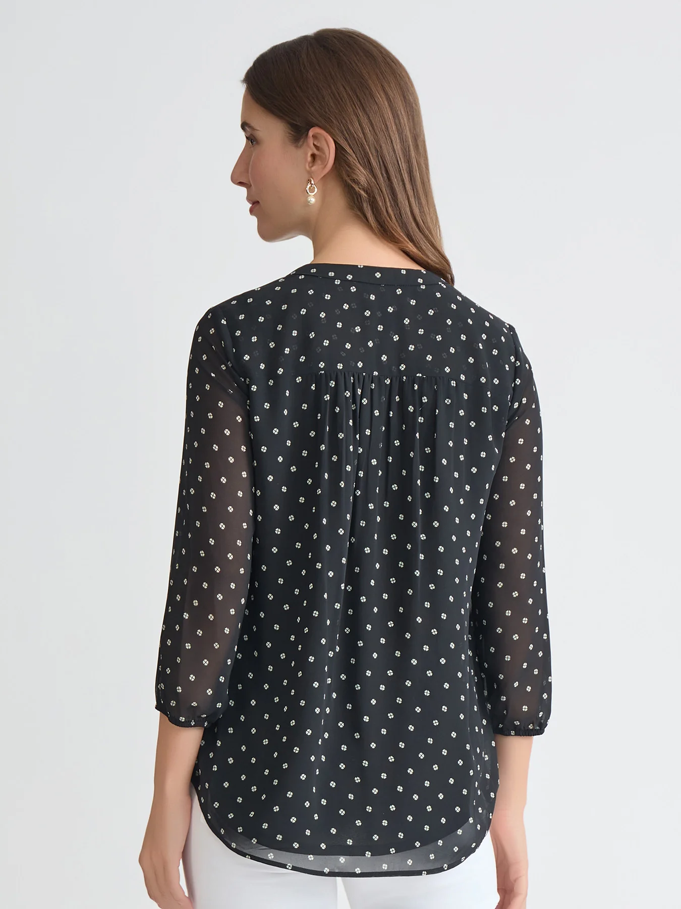 Sheer Sleeve Floral Dot Tunic - Image 3