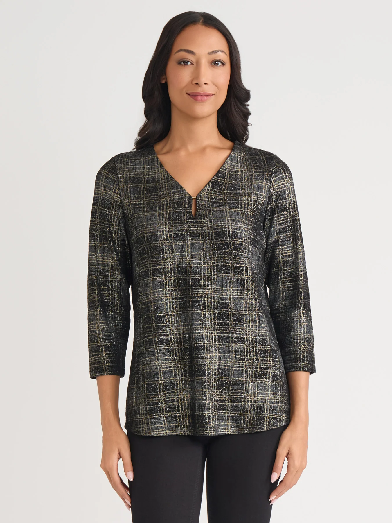 Shimmer Keyhole Neckline Top