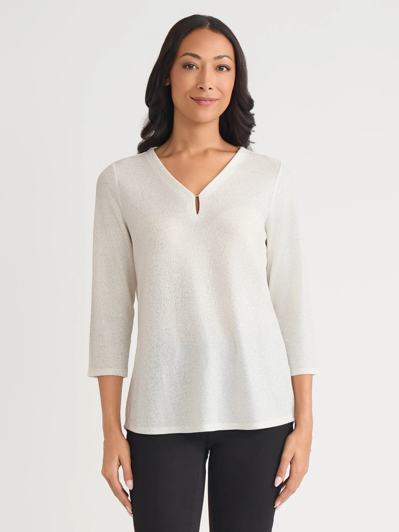 Shimmer Keyhole Neckline Top