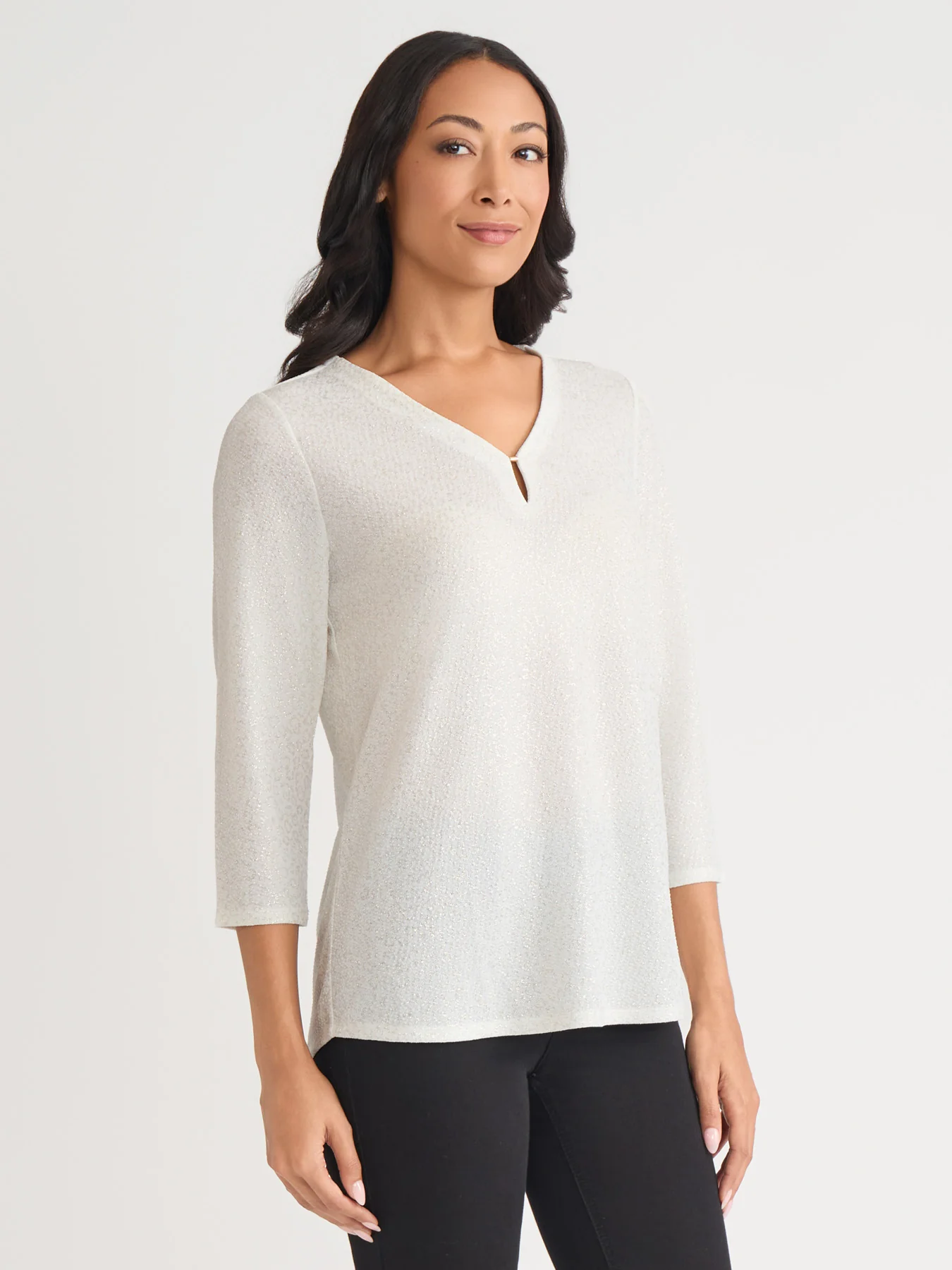 Shimmer Keyhole Neckline Top - Image 2