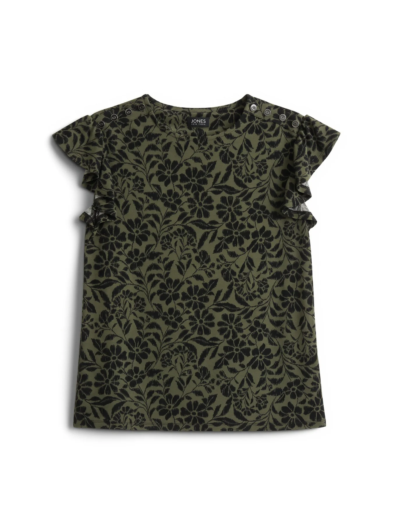 Short Flutter Sleeve Blouse, Printed Crepe - Image 5