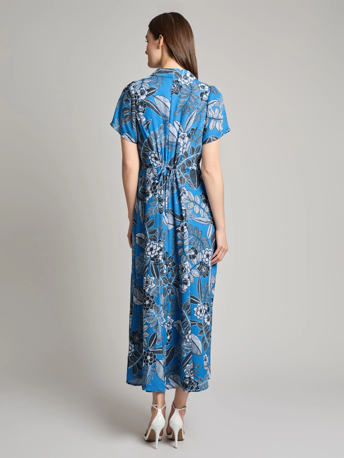 Short Sleeve Button-Front Maxi Dress - Image 4