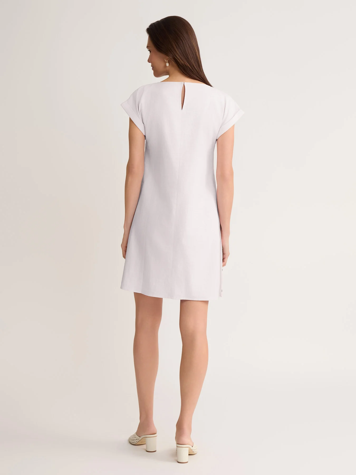 Short Sleeve Swing Dress, Linen Viscose - Image 4