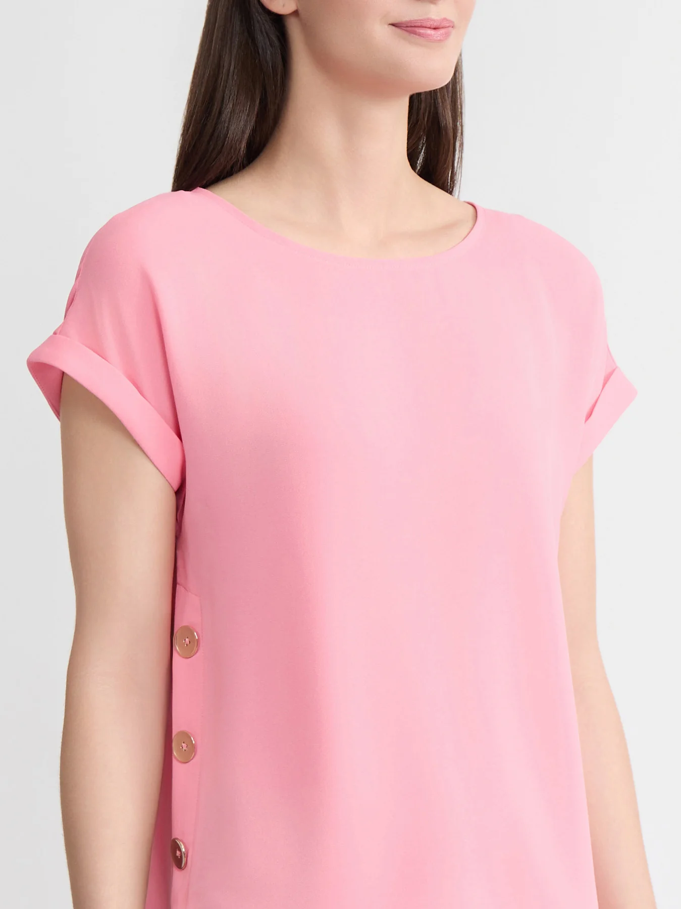 Side Button Blouse, Jasper Crepe - Image 3