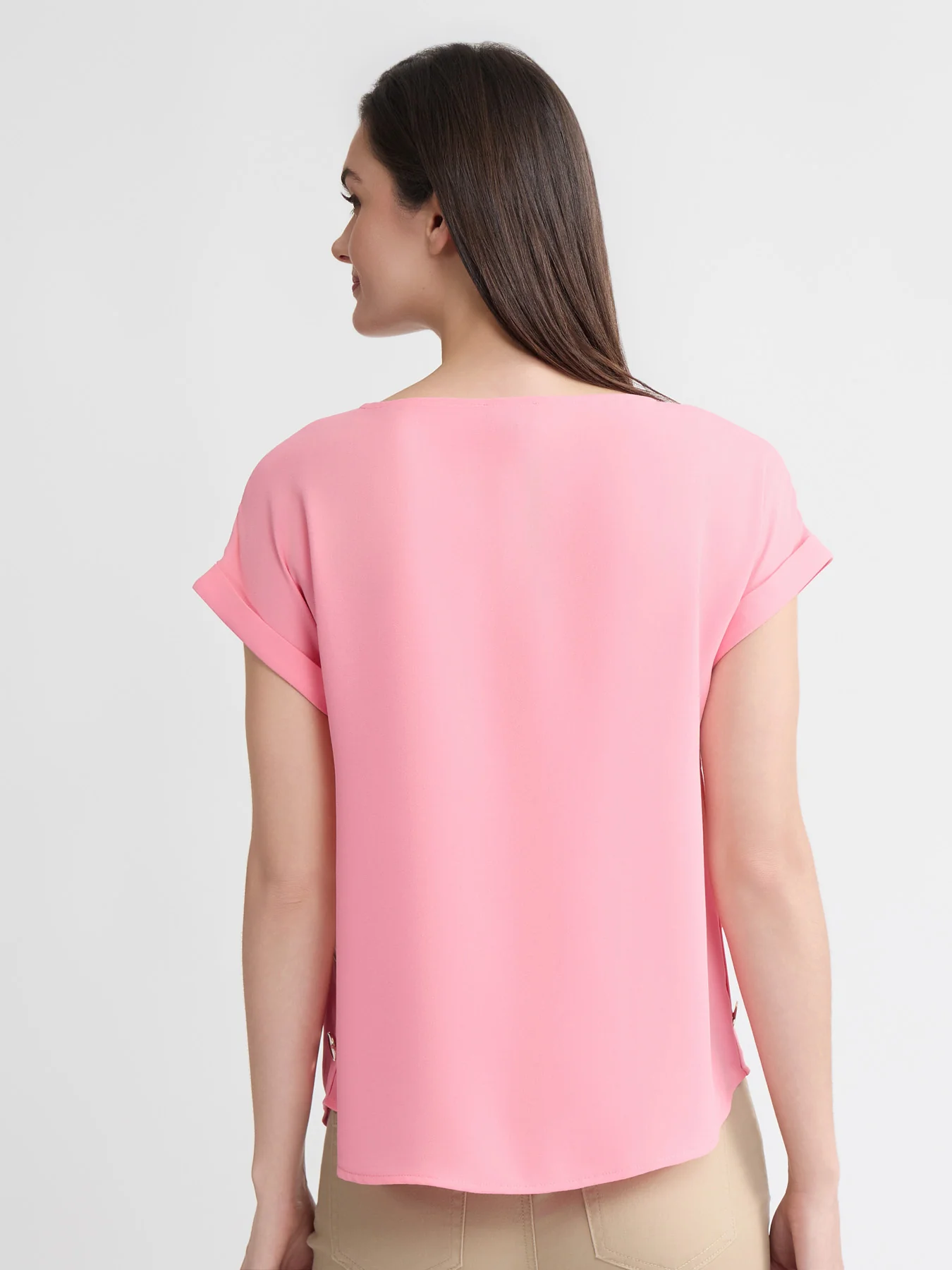 Side Button Blouse, Jasper Crepe - Image 4