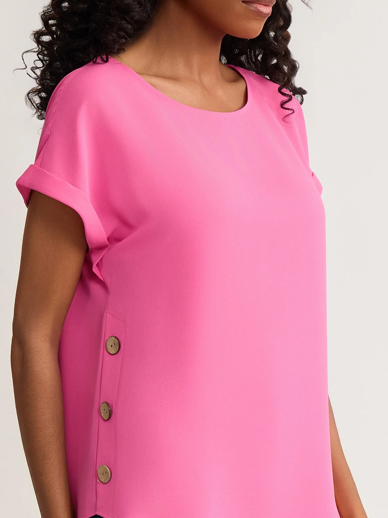 Side Button Blouse, Jasper Crepe - Image 3