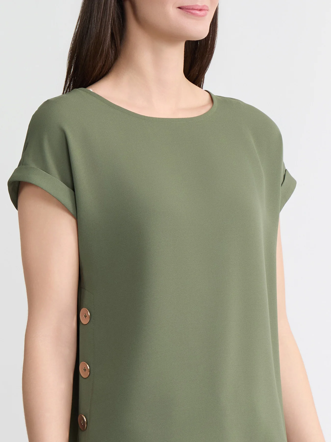 Side Button Blouse, Jasper Crepe - Image 3