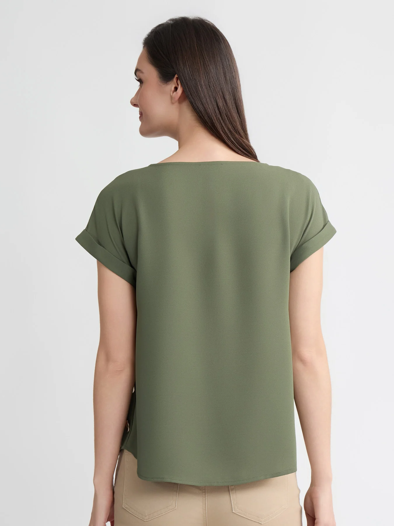 Side Button Blouse, Jasper Crepe - Image 4