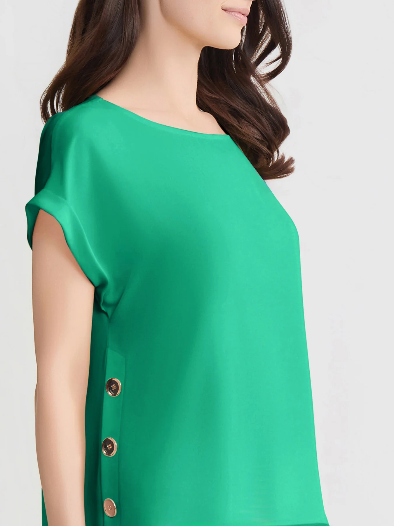 Side Button Blouse, Jasper Crepe - Image 3
